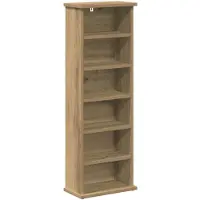 vidaXL CD Kast Artisanaal eiken 60 x 17 x 92 cm Bewerkt hout