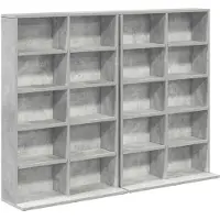 vidaXL CD Kast 2 st Betongrijs 65 x 23,5 x 97,5 cm Bewerkt hout