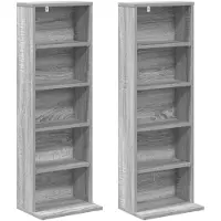 vidaXL CD Kast 2 st Grijs Sonoma 33 x 23,5 x 97,5 cm Bewerkt hout