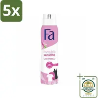 Fa 5 x Deodorant Spray Invisible Sensitive 150 ml - Grootverpakking - Deodorant Spray - Anti-transpirant - Perspirant - Gevoelige Huid - 48 Uur Bescherming