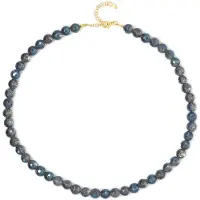 Cavill - 925 Sterling Zilver Halsketting - 18K Goud Verguld - 0.18 ct Blauwe Mystieke Kwarts - Ronde Facet - Elegante Damesketting