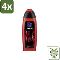 Fa - Douchegel - Attraction Force - Mannen Lichaam & Haar - Bergamot & Limoen - Verfrissend - 250 ml - Voordeelverpakking - 4 stuks - Verfrissend - 2 in 1 douchegel