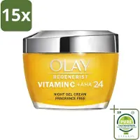 Olay 15 x - Vitamine C + AHA24 - Nachtcrème - Vernieuwend & Verhelderend - 50 ml - Grootverpakking - Nachtcrème - Vitamine C - AHA - Niacinamide - Verheldering