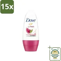Dove 15 x - Deodorant - Roll-on Go Fresh Granaatappel - Frisse geur - 50 ml - Grootverpakking - Go Fresh - Granaatappel - Roll-on Deodorant - Fruitige Geur - Anti-transpirant