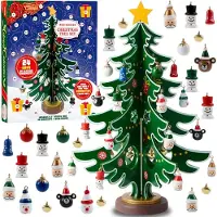Famanu – Adventskalender 2024, 24 dagen aftellen met kerstboom en 24 ornamenten, feestartikelen voor jongens, meisjes en kinderen, kerstcadeau