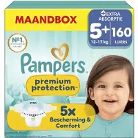 Pampers Premium Protection Maat 5+ - 160 Luiers - 12kg-17kg - Maandbox