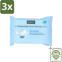 Sence 3 x - Normale Huid - Gezichtsreinigingsdoekjes - Mild Reinigend - 20 Doekjes - Grootverpakking - Gezichtsreinigingsdoekjes - Normale Huid - Reinigingsdoekje - Make-up Verwijderen - Huid Reinigen