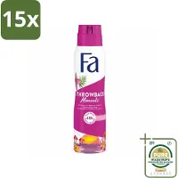 Fa 15 x Deodorant Spray Throwback Moments 150 ml - Grootverpakking - 48 Uur Bescherming - Deodorant Spray - Roze Lotus - Frisheid - Hydratatie