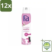 Fa Deodorant Spray Invisible Sensitive 150 ml - Voordeelverpakking - 12 stuks - Deodorant spray - Anti-transpirant