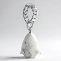 Cavill - Zilveren Hanger Sterling Zilver - Howliet Peervorm Cabochon 3,24 ct - Dames Zilveren Sieraden met Zirkonia - Elegant en Tijdloos
