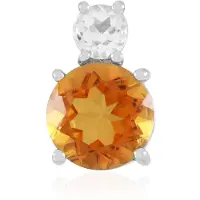 Cavill - Zilveren Hanger - 925 Sterling Zilver Verguld - Oranje Kwarts Rond 3,56 ct - Witte Topaas 0,59 ct - Elegant Braziliaans Sieraad