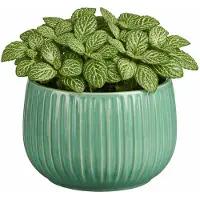 Mica Decorations Plantenpot - keramiek - groen glans / ribbels - D16 x H14 cm - bloempot Pablo