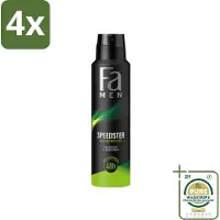 Fa - Deodorant Spray - Speedster - Frisse Geur & Langdurige Bescherming - 48 uur Bescherming - 150 ml - Voordeelverpakking - 4 stuks - Frisse geur - Geurveroorzakende bacteriën