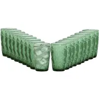 Vivalto Drinkglazen Tropical Palms - waterglazen - groen transparant - glas - set 18x stuks - 370 ml - stapelbaar