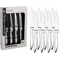 Excellent houseware BBQ steakmessen set - 12x stuks - RVS - zilver - 22 cm - kartels - messenset - vleesmessen