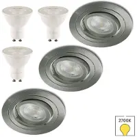 Lybardo - Inbouwspots 3-pack - Kantelbaar + LED Spot 2.4W - Warmwit Licht