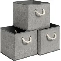 Songmics - Opbergbox - Opbergdoos - Set van 3 - Stoffen Boxen zonder Deksel - Met Handgrepen