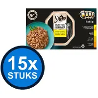 Sheba 15x - Mini Filets Gevogelte Selectie in Saus Multipack - Kattenvoer Natvoer - 8x85g