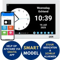 OER Smart Dementieklok – Digitale & analoge weergave – Beheer agenda via GRATIS App – Spreekt tijd & dagdeel uit – Schrijf op maat gemaakte alarmen – Stuur berichten en foto´s
