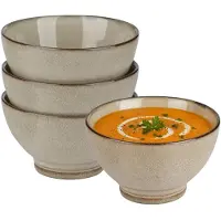 Secret De Gourmet Soepkommen Kenya - 4x - beige - 13 x 8 cm - keramiek - kommetjes / schaaltjes - 475 ml