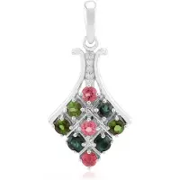 Cavill - Zilveren Hanger met Braziliaanse Toermalijnen - 925 Sterling Zilver Palladium - Rondgeslepen Edelsteen 0,796 Ct - Multicolor Elegantie