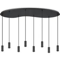 Home Sweet Home - Metaal kroonluchter - Industrie hanglamp - Zwart - Met 8 pcs lampvoeten - Ontworpen voor Eetkamer en Slaapkamer - 120 x 41.3 x