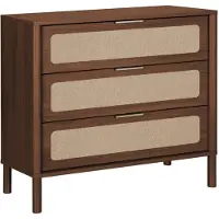 Sweeek - Vintage dressoir met 3 lades houtdecor en rietwerk - etta