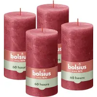 Bolsius - Rustieke Kaars - 4 Stuks - Rood - 13cm