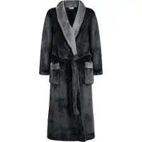 Gaubert Heren Badjas Extra Lang met Sjaalkraag en Ceintuur - Ochtendjas - Superzacht Coral Fleece - Unisex Pasvorm Heren Dames - Zwart met Grijze Kraag - Maat XXL/3XL - 8218-Black
