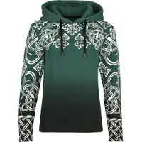 Black premium by emp Trui met capuchon - smaragd-grüner Kapuzenpullover mit keltisch anmutendem Print - S tot XXL - voor Vrouwen - groen | Maat S