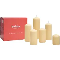 Bolsius stompkaars glanzend beige (set van 6)