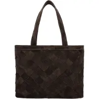 Hide & Stitches Acadia Laptoptas - 15,6 inch - Suède - Geweven Voorzijde - Werk Tas - Dames Tas - School - Leren Dames Tas - Donkerbruin