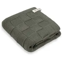 Knit Factory Gebreide Handdoek Ivy - Handdoek badkamer - Khaki - Groen - 60x110 cm - Katoen