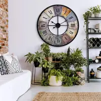 Unyqoos Grote vintage wandklok met Romeinse cijfers voor woonkamerdecoratie, meerdere, 80 cm