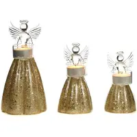 Goodwill Waxinelichthouder Engel Glas Goud Voordeelset van 3 Stuks