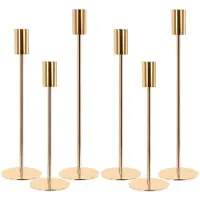 Unyqoos Set van zes elegante metalen kandelaars in drie verschillende hoogtes