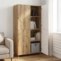 vidaXL Highboard Artisanaal eiken 79 x 41 x 151 cm Bewerkt hout