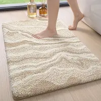 Famanu – Badmat 40 x 60 cm, antislip en waterabsorberend, extra zachte badkamermat voor badkamer, bad en douche, beige kleur