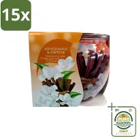 At Home 15 x - Scents - Geurkaars - Sandalwood & Jasmin - 70 g - Grootverpakking - Geurkaars - Sandelhout - Jasmijn - Thuisgeur - Rustgevende Geur