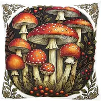 Clayre & Eef Sierkussen 45x45 cm Beige Polyester Paddenstoelen