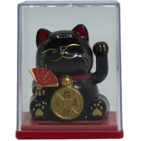 Ancient Wisdom Mini Solar Powered Money Cat in Box - Black