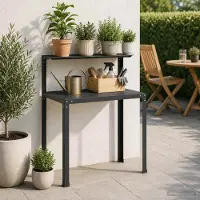 vidaXL Planttafel 80 x 50 x 104 cm Gepoedercoat staal Zwart