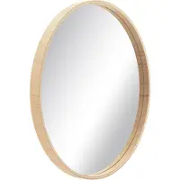 Famanu – Ronde spiegel van 70 cm, Boho stijl, Scandinavisch design, natuurlijke houtkleur