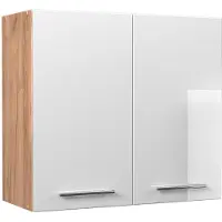 Vicco Hangkast Fame-Line, Wit Hoogglans/Goudkleurig Eiken, 80 cm
