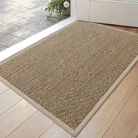 Famanu – Deurmat 60 x 90 cm, antislip vuilopvangende deurmat voor binnen met rubberen achterkant, onopvallende entreemat in beige