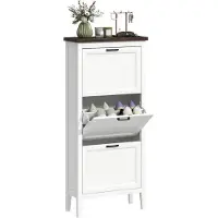 HOMCOM - Opklapbare schoenenkast - MDF - 60 x 26,5 x 133,7 cm - Wit