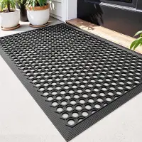 Famanu – Buiten deurmat van 60 x 90 cm, antislip zware vuilvanger voetmat, waterdichte droogloopmat voor entree en gang, antraciet