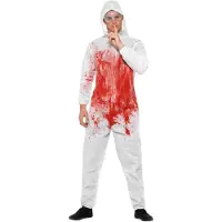 Smiffys Bloederige CSI overall (Wit en rood, L)