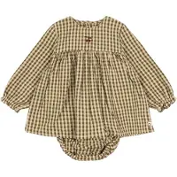 Konges Sløjd Bodykleid l/ä - Kim - Avocado-Check - - 1 Jahr (80) - Body L/Ä