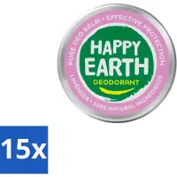 Happy Earth 15 x – Deodorant Balm – 100% Natuurlijk Lavender – 45 g - 100% Natuurlijke Deodorant - Natuurlijke Deodorant Balm - Lavendel Deodorant - Natuurlijke Deodorant - Deodorant Balm